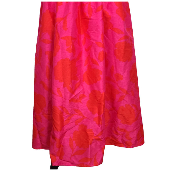 Kate Spade Target Pink Red Floral Peplum Midi Dress 12 Sleeveless V Neck Pockets - Picture 8 of 15
